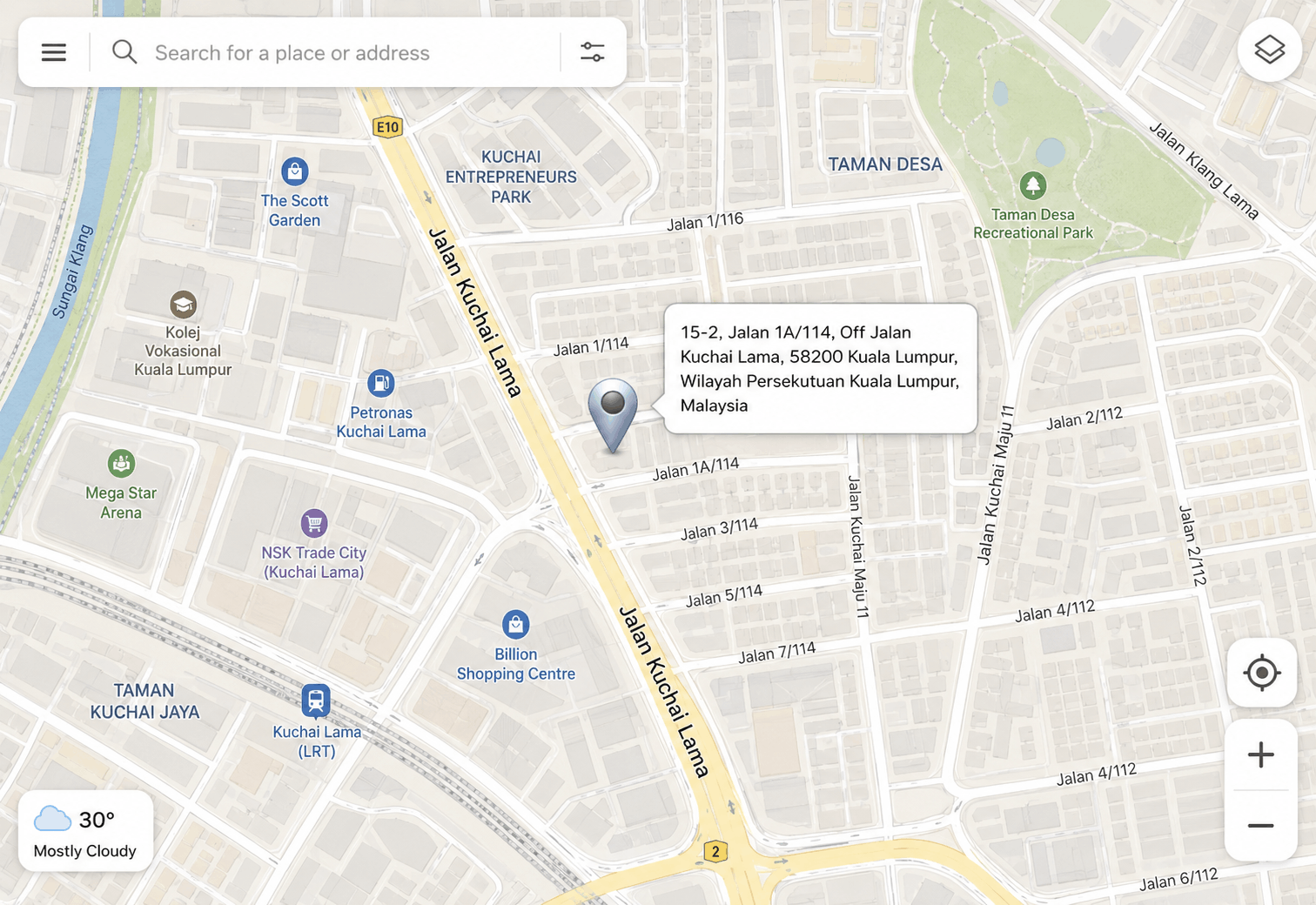 Map showing Leadwiseup location off Jalan Kuchai Lama, Kuala Lumpur
